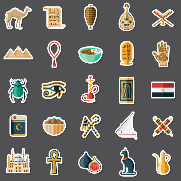 ilustrações de stock, clip art, desenhos animados e ícones de egypt sticker set - cairo mosque koran islam