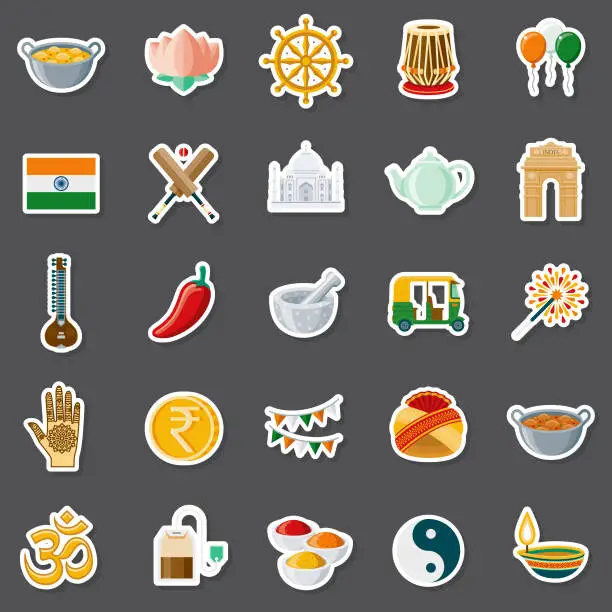 Vector illustration of India Sticker Set