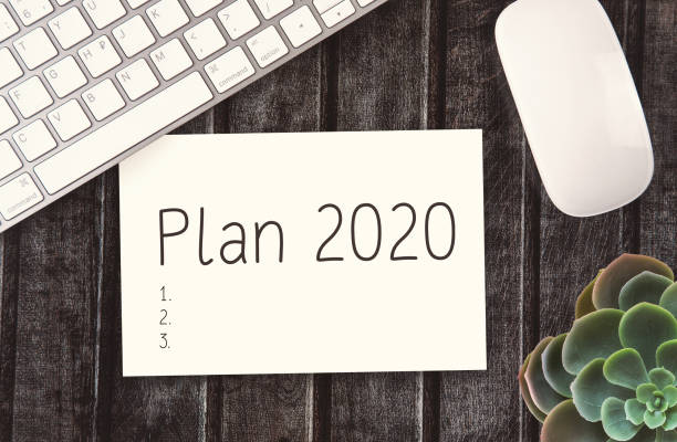 istock plans, goals and actions for New Year 2020. Top View, keyboard, notepad. Flatlay 1189274203