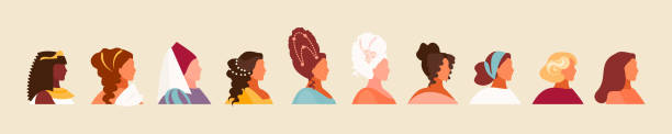 illustrations, cliparts, dessins animés et icônes de ensemble de vecteur de coiffures d'histoire - middle ages