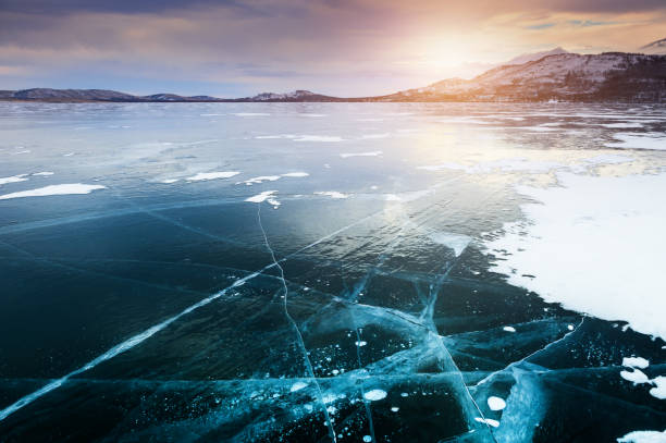 istock Blue ice on the frozen lake 1189289331