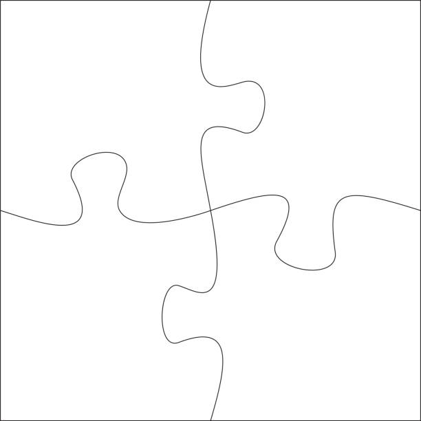illustrations, cliparts, dessins animés et icônes de modèle de pièces de puzzle. quatre pièces de puzzle - puzzle jigsaw piece teamwork jigsaw puzzle