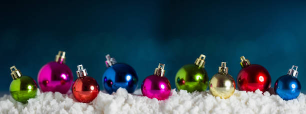 istock Colorful christmas balls on snow 1189301903
