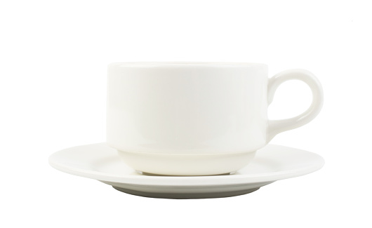 Cup with saucer on white background
