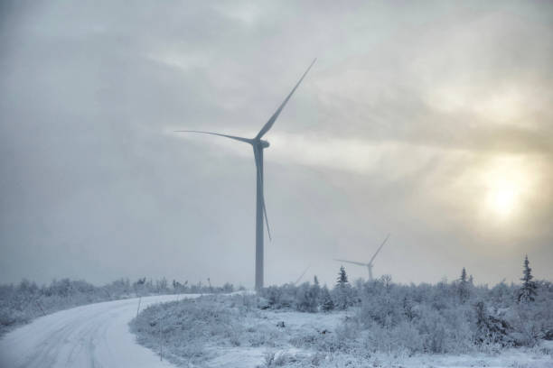 istock Wind turbine in winter landscape 1189301934