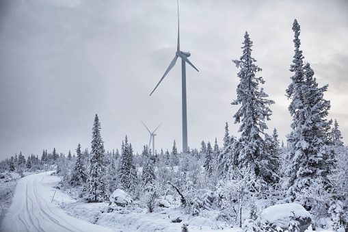Wind turbines, Lapland, Sweden.