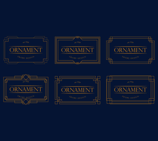 Set Of Golden Frame Luxury. Frame Luxury with Golden Color, Ornament Concept, Luxurious Badges, Gold Label, Retro Concept. Trendy Vintage Royal Ornament Frames Illustration, Good for Hotel Brand.