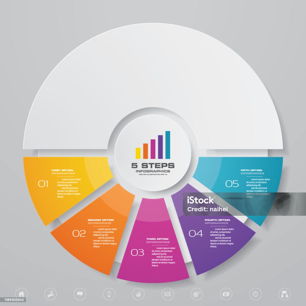 5 Steps Simpleeditable Process Chart Infographics Element Stock ...