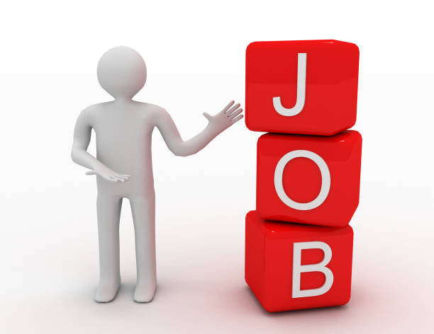 istock 3d man with JOB word blocks. 1189305609