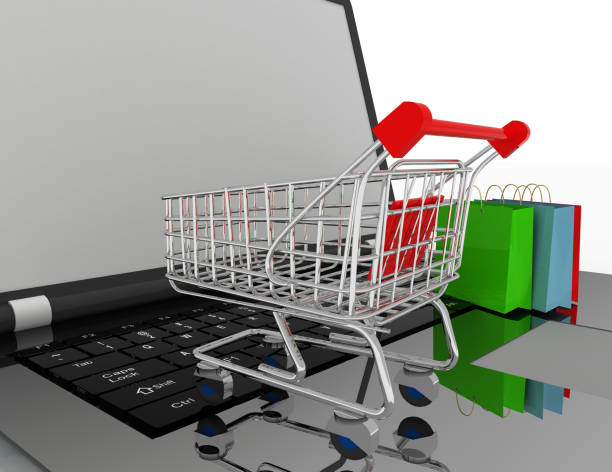 istock 3d online shopping concept. illustration on white background 1189305627