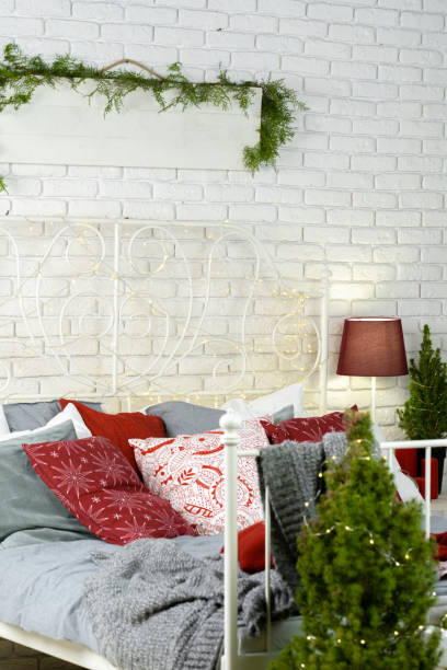 istock Bedroom decorated for Christmas time close up 1189306760