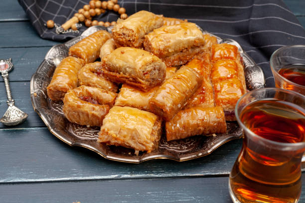 istock Plate of baklava dessert close up served on table 1189307078