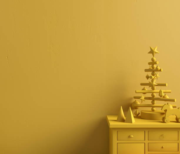 istock Modern Christmas interior with credenza, Scandinavian style. Wall mock up. 3D illustration 1189309495