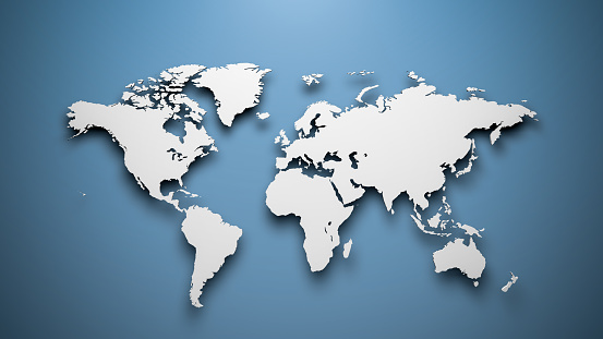 Worldmap on Blue Background