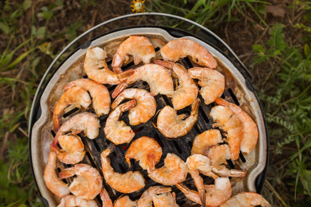 istock grilled prawns close-up. BBQ Shrimp Process 1189311684