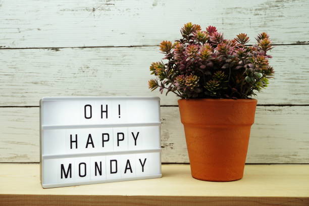 istock Happy Monday lightbox alphabet wording on wooden background 1189314815