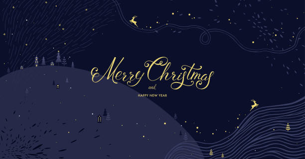 Universal Horizontal Christmas Art Template_06 Winter Holidays banner design. Website or social media long header template for Christmas celebration with sparkles and space for text. holiday email templates stock illustrations