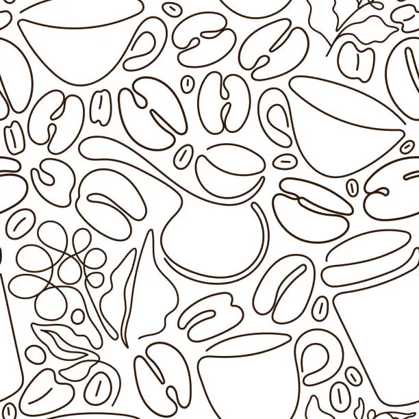 Vector illustration of Coffee seamless pattern. Vector graphic background