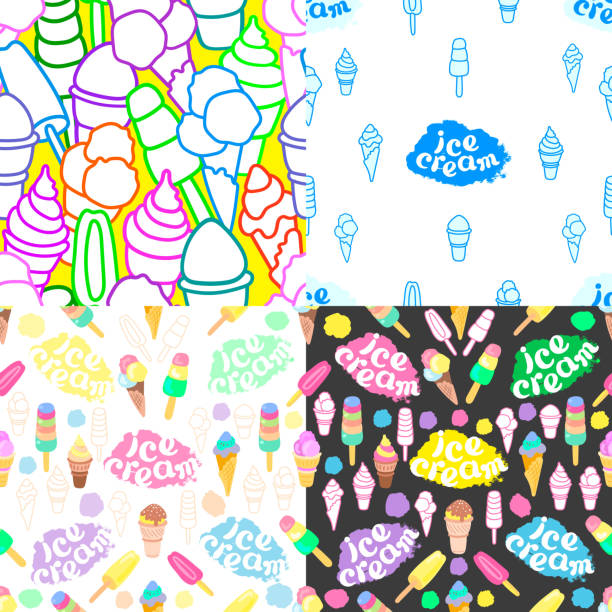 istock Ice cream. Vector set of sealess pattern. Sweet food 1189322754