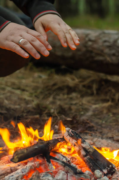 istock Woman warming his hands by the fire. 1189323271