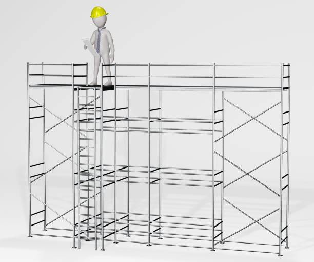 istock 3D Render of Character with Scaffoldings 1189325443