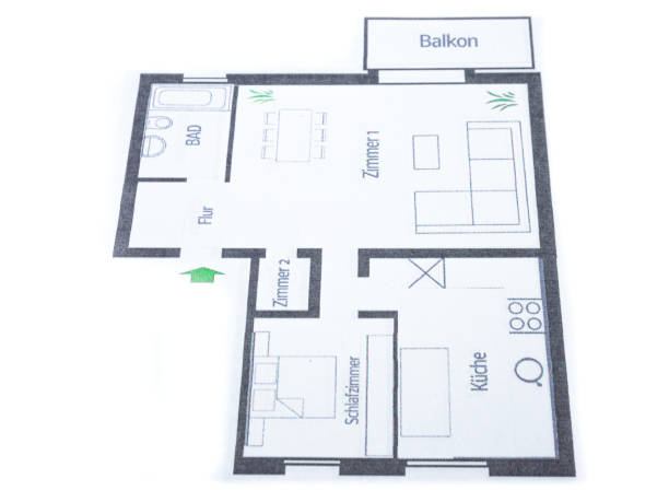 istock Architectural office Floor plan of an apartment in german 1189327139