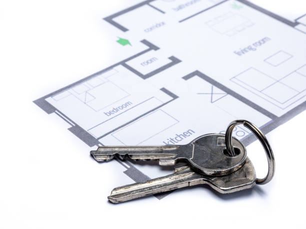 istock Floor plan with keychain of an apartment 1189327161