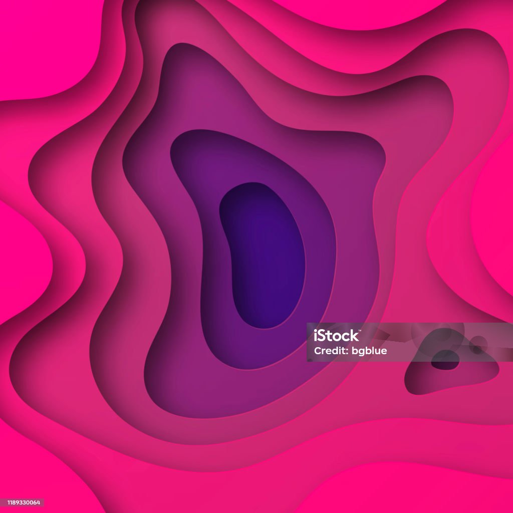 Papier knippen achtergrond-paarse abstracte golfvormen-trendy 3D-ontwerp - Royalty-free Creativiteit vectorkunst