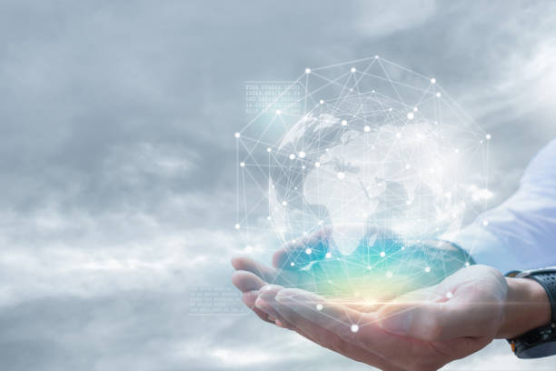 istock Digital Composite Image Of Hand Holding Globe Against Sky 1189333603