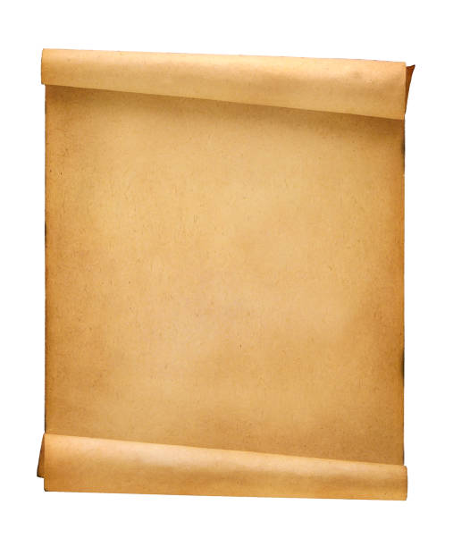 istock Aged parchment paper twisted at the top and bottom 1189336721