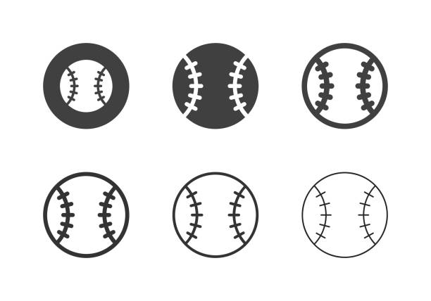야구 공 아이콘 - 멀티 시리즈 - 운동 경기 피리어드 일러스트 stock illustrations