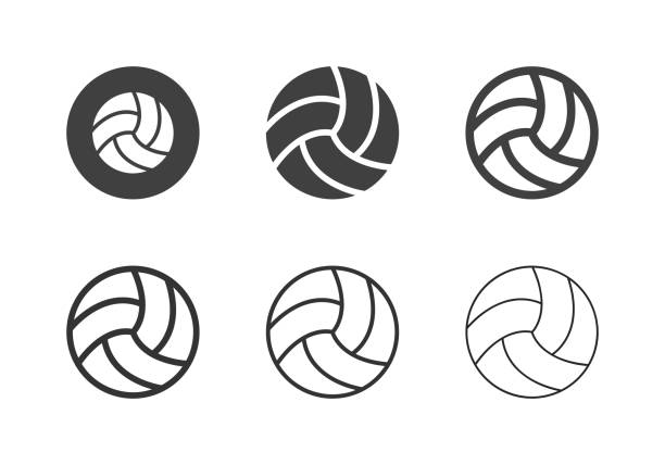 ilustraciones, imágenes clip art, dibujos animados e iconos de stock de iconos de bolas de voleibol - serie múltiple - pelota de vóleibol