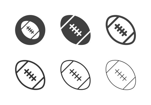 ilustraciones, imágenes clip art, dibujos animados e iconos de stock de iconos de pelota de rugby - multi series - rugby