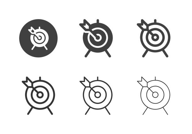 ilustrações, clipart, desenhos animados e ícones de ícones do tiro com arco - multi série - target sport