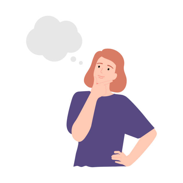 Thinking woman with thought bubble, idea vector illustration Thinking woman with thought bubble, idea vector illustration woman thinking stock illustrations