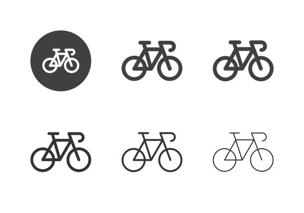 ilustraciones, imágenes clip art, dibujos animados e iconos de stock de iconos de bicicletas de carreras - multi series - andar en bicicleta