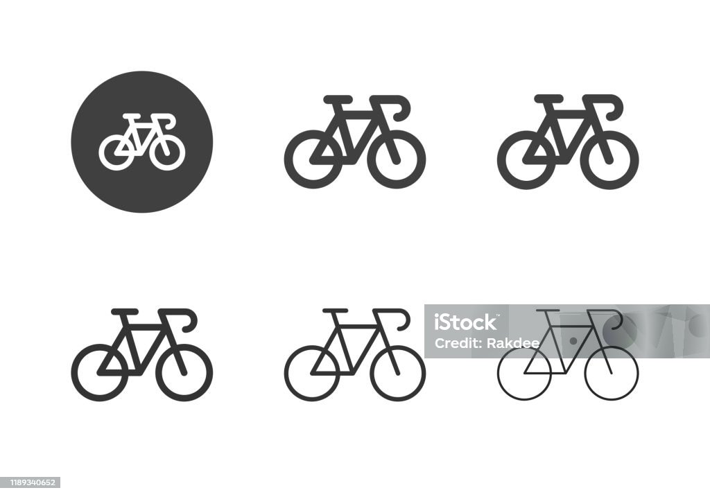 Racefiets icons-multi serie - Royalty-free Fiets vectorkunst
