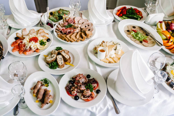 istock Food. Festive table with dishes. Dish. Side view. 1189341024