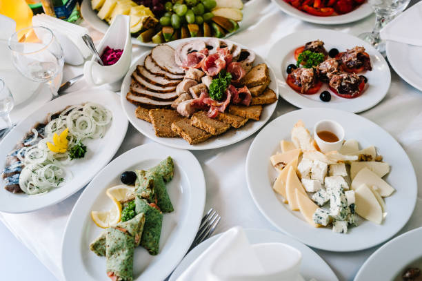 istock Food. Festive table with dishes. Dish. Side view. 1189341041