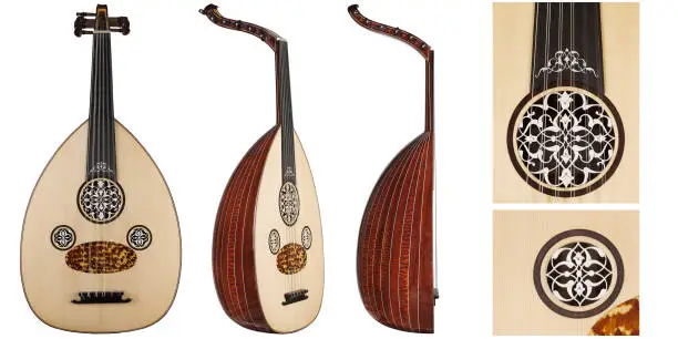 Group of ouds or uds, a typical Middle Eastern and Turkish musical instrument. Best  set and  hi qualty stock