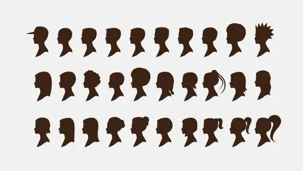 Vector illustration of Cameo Silhouette vector set