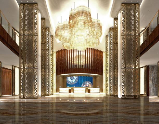 istock 3d render of luxury hotel lobby and reception 1189350527
