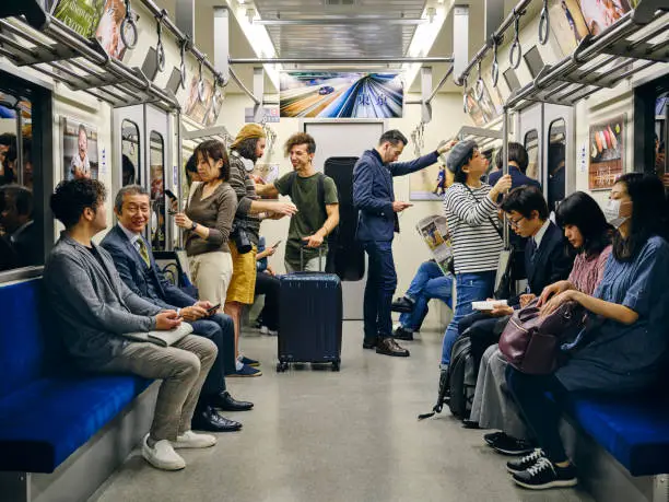 Photo of Crowded Japanese Subway Train