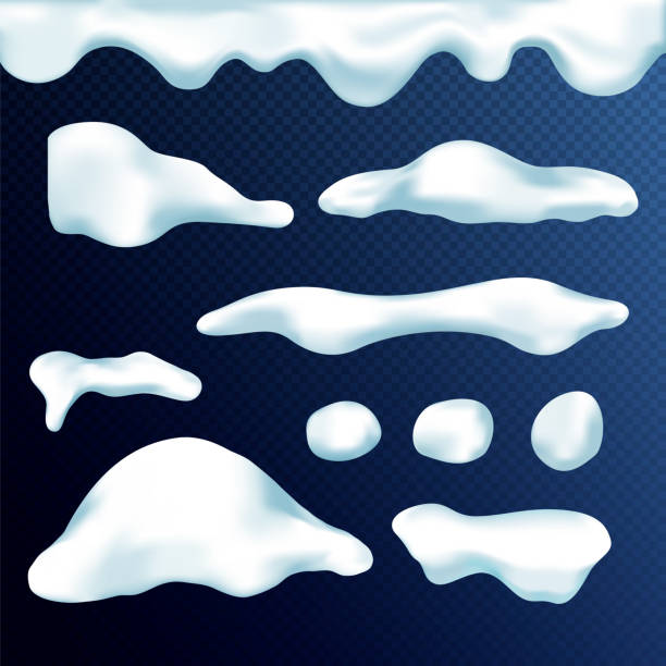 istock Vector set of snow caps, icicles, snowballs and snowdrift isolated on transparent background. Vector illustration. Winter decorations. Game art elements. Christmas, snow texture, white elements. 1189351091