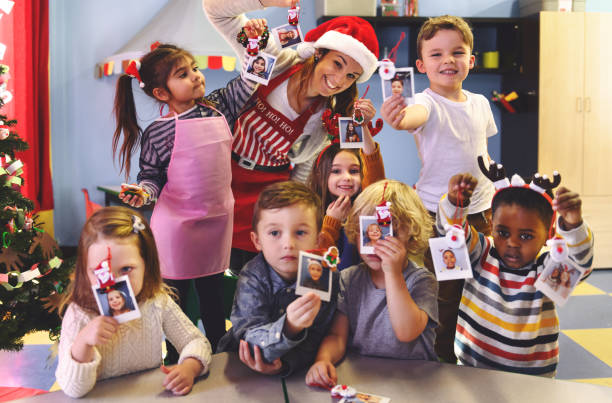 weihnachten vorschule instant print transfer aktivitäten - instant print transfer stock-fotos und bilder