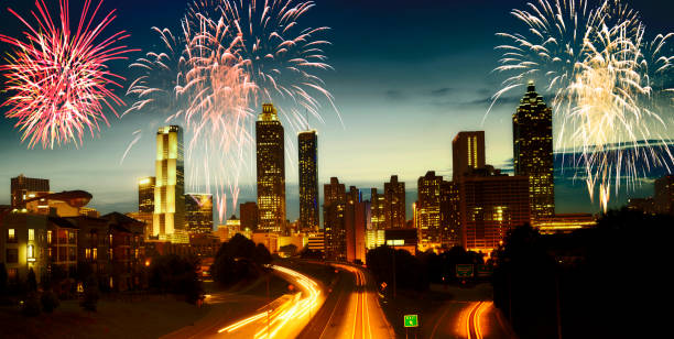 Fireworks on Atlanta Skyline.