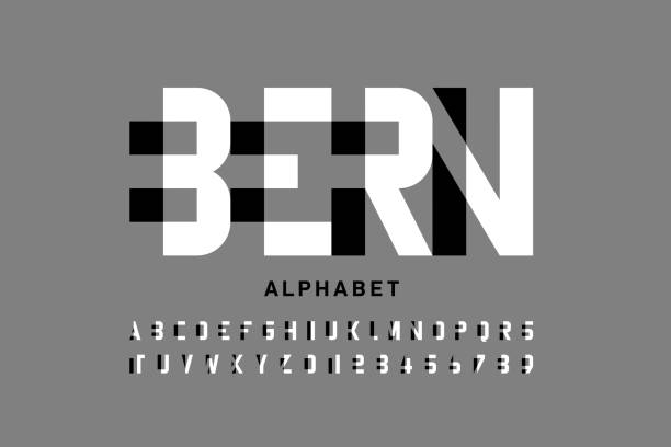 Modern font Modern font design, alphabet letters and numbers, vector illustration number illustrations stock illustrations
