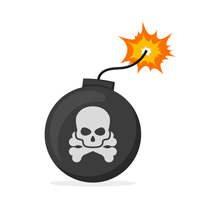 bomb with a skull in flat style on a white background