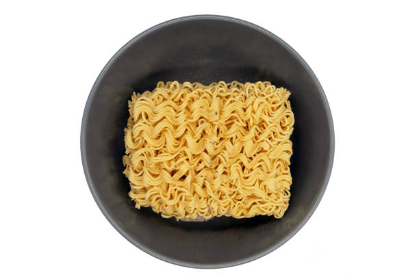 istock Instant Noodles served in gray plate on white background. 1189353605