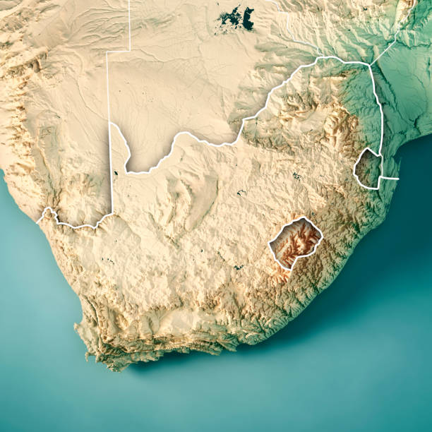 istock South Africa 3D Render Topographic Map Color Border 1189353803